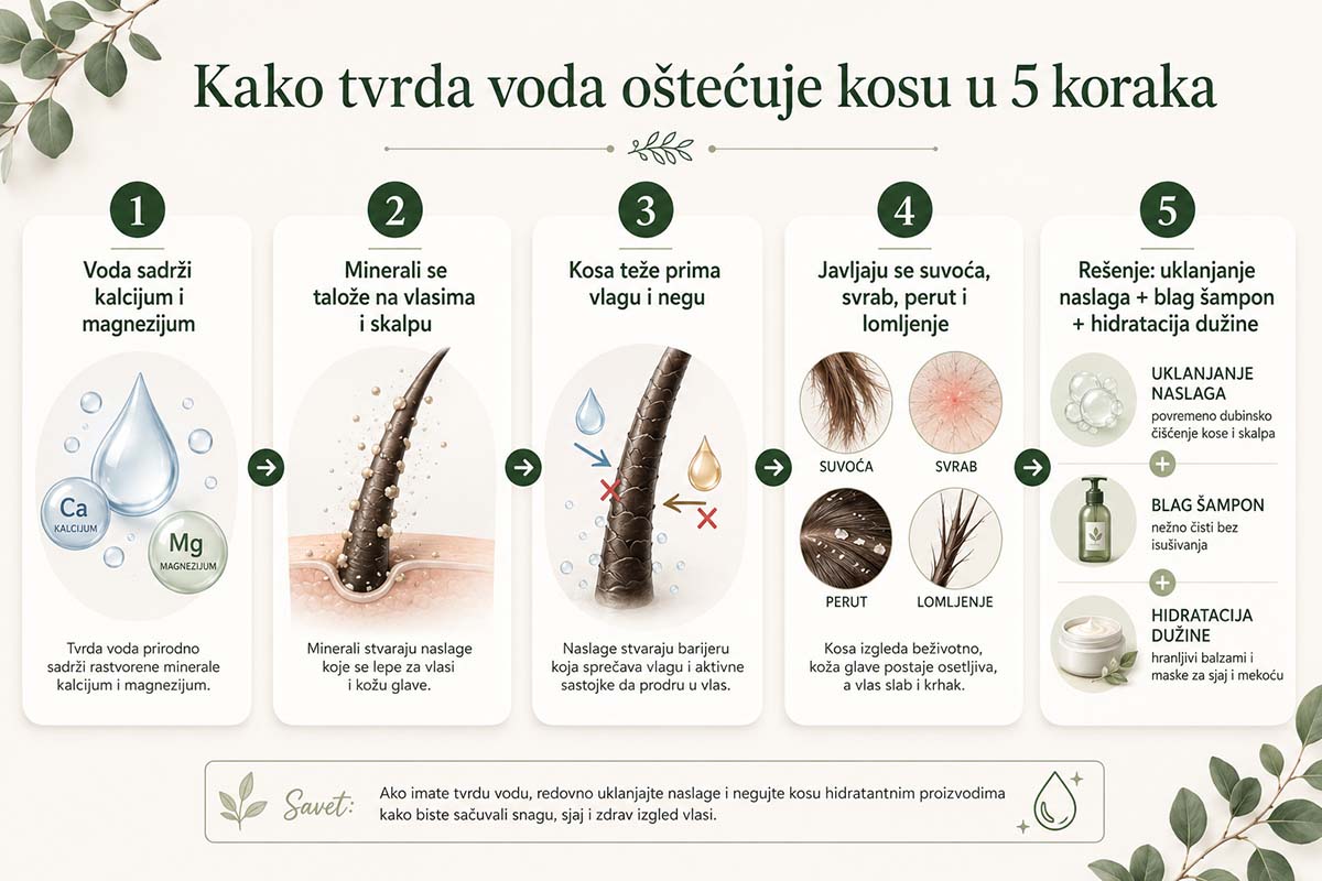 tvrda voda i kosa infografik